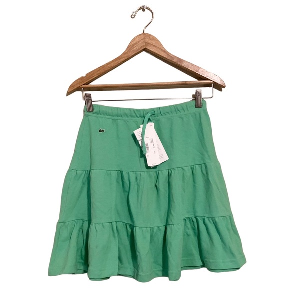 Lacoste Dresses & Skirts - New Lacoste green elastic waist 100 % cotton tennis skirt Sz 4